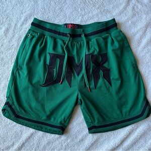 DMX x Shoe Palace Shorts Mens Large Green 6” Hip Hop Streetwear Active Mesh